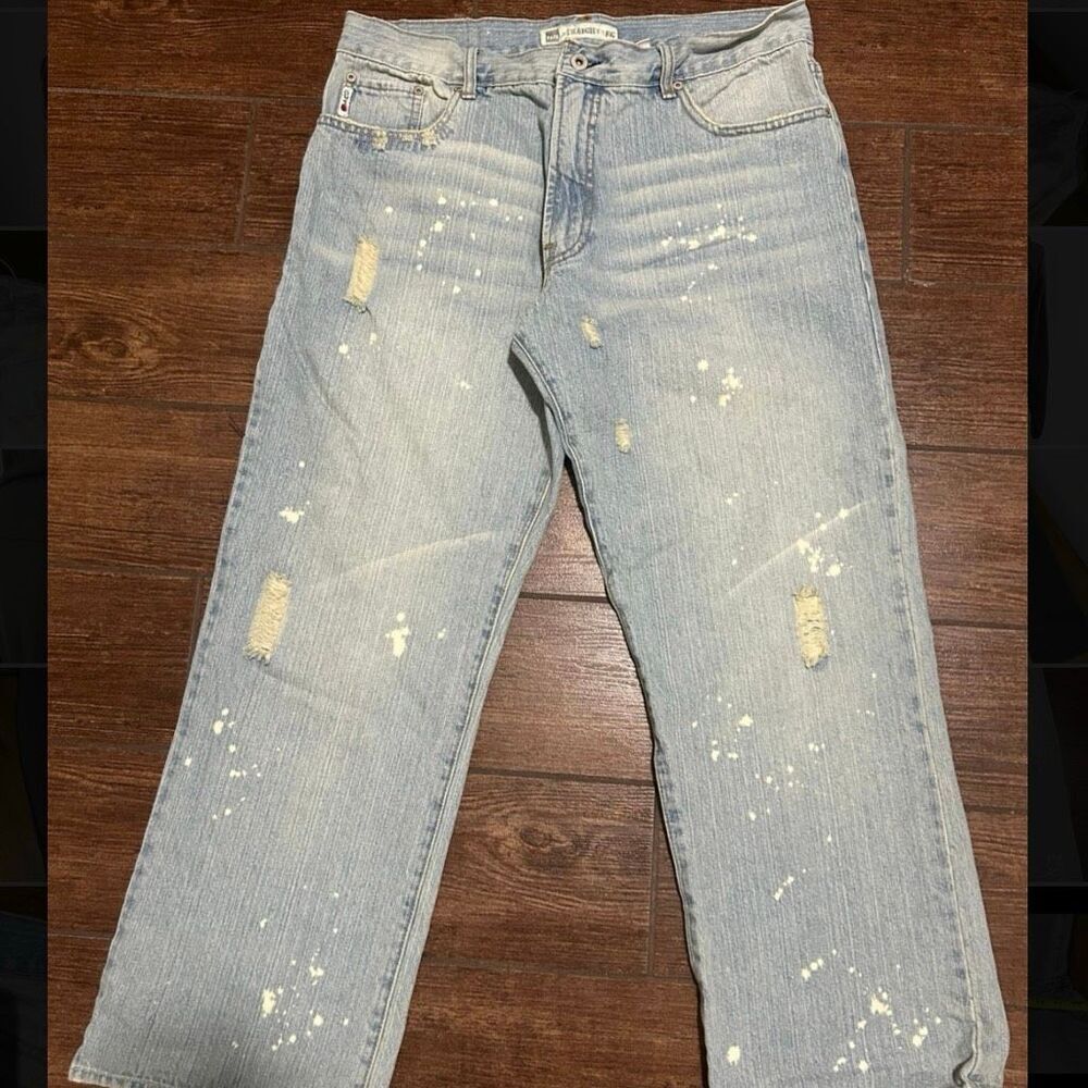 90's vintage Paco Jeans Mens Y2K Denim Baggy Straight Skater splash distressed s